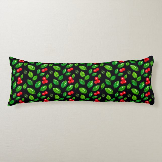 Nature-Inspired Pattern With Vibrant Green Leaves Body Cushion (Front)