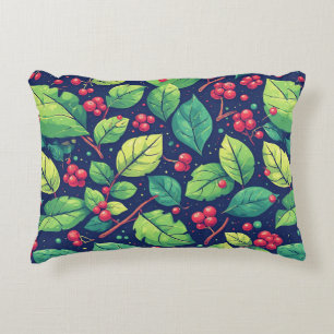 Nature-Inspired Pattern With Vibrant Green Leaves Decorative Cushion