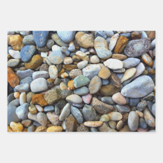 Nature-Inspired Pebble Beach Wrapping Paper Sheet