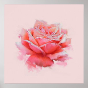 nature inspired pink rose / flower watercolor poster
