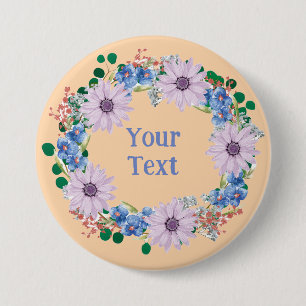 Nature-Inspired Purple Floral Lapel Brooch 7.5 Cm Round Badge