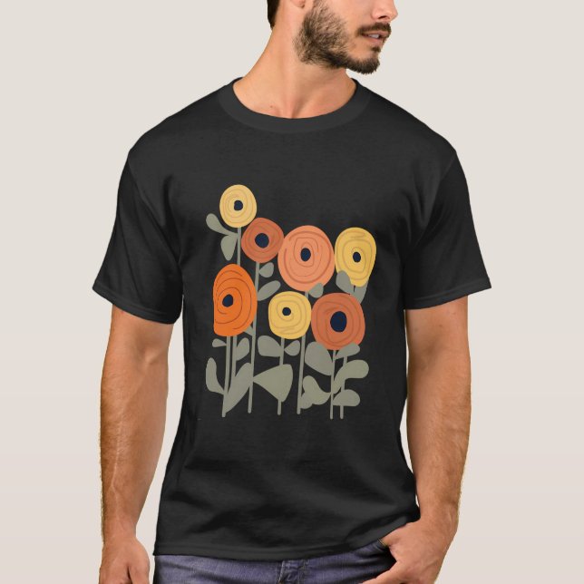 Nature Inspired Stylised Botanical Flowers T-Shirt (Front)