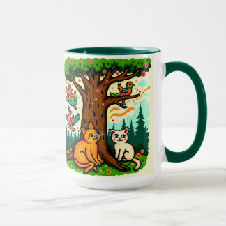 Nature-Inspired Tree and Animals Ceramic Mug