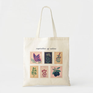 Nature Inspired Vintage Postal Stamps Tote Bag
