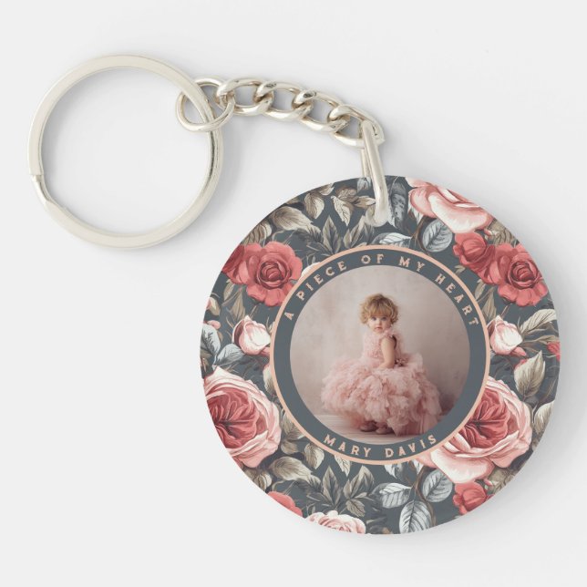 Nature-inspired wedding memory gift Custom rose  Key Ring (Front)
