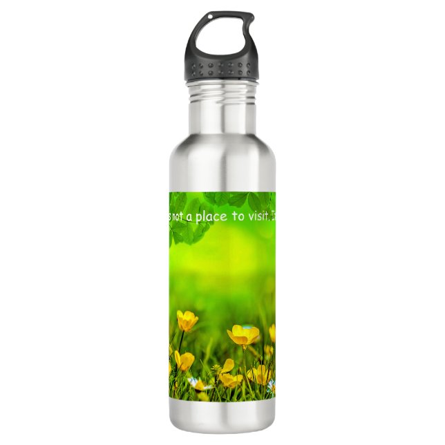 'Nature Is  . . Home' Buttercups Sunlight Photo 710 Ml Water Bottle (Front)