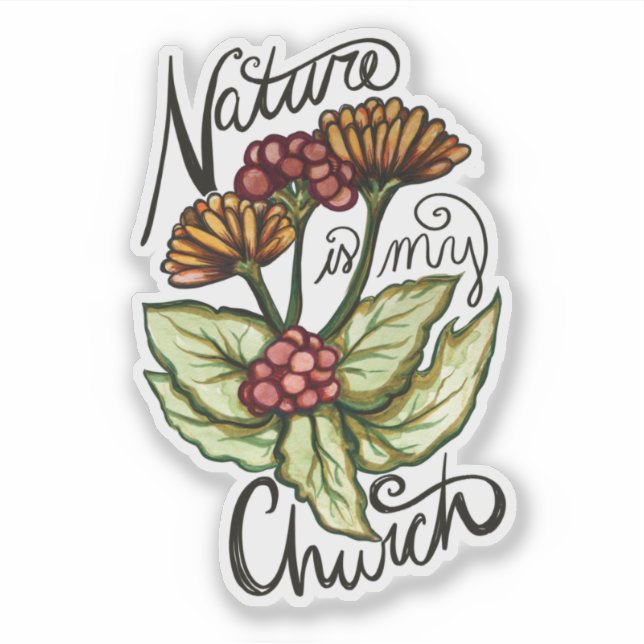 Nature is my church Pagan Green Witch Druid Art    (Front)
