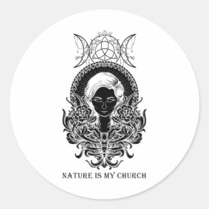 Nature Is My Church Witch Halloween Classic Round Sticker