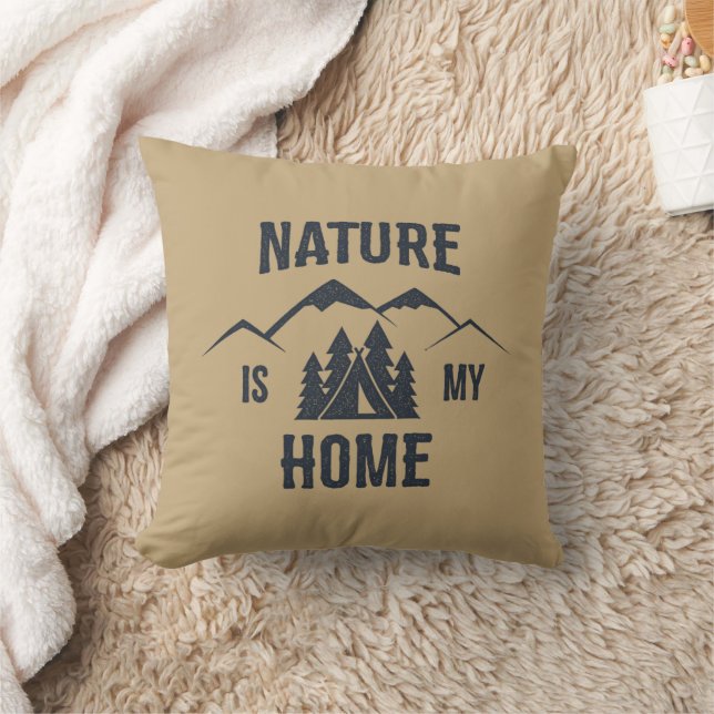 Nature is My Home Silhouette Throw Pillow (Blanket)