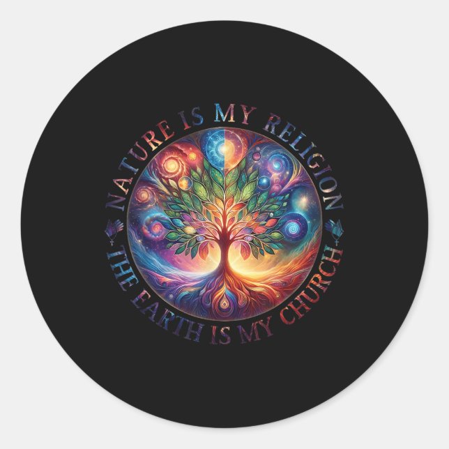 Nature Is My Religion The Earth Is My Church Manda Classic Round Sticker (Front)