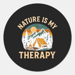 Nature Is My Therapy Camping - Outdoors Adventure Classic Round Sticker