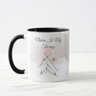Nature Is My Therapy Minimalist Mountain Line Ar Mug