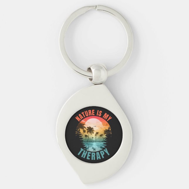 Nature is my therapy summer outdoor gift key ring (Front)