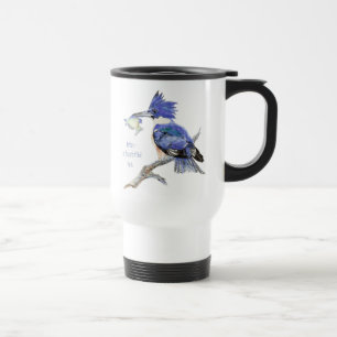 Nature is the art of God, Quote - Kingfisher, Bird Travel Mug