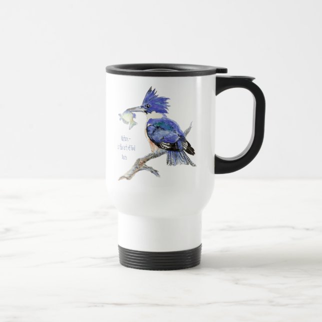 Nature is the art of God, Quote - Kingfisher, Bird Travel Mug (Right)