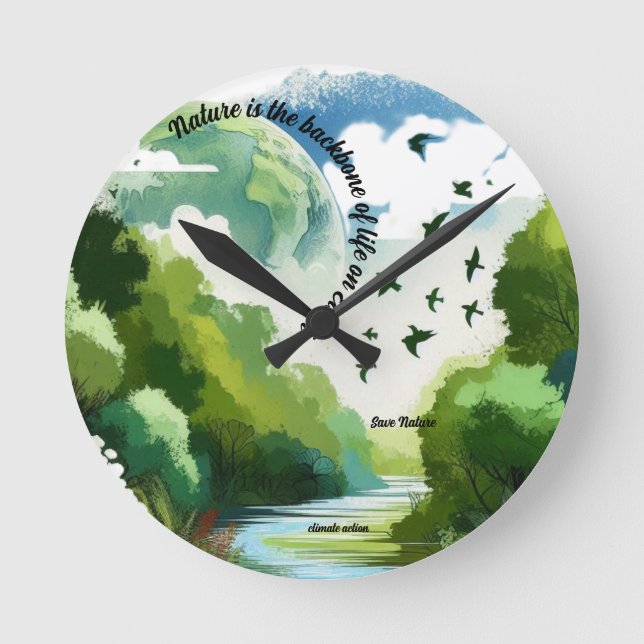 Nature is the backbone of life on Earth Round Clock (Front)