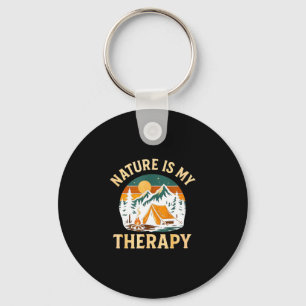 Nature is therapy camping - outdoors adventure key ring