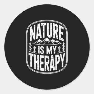 Nature is therapy hiking camping mountain classic round sticker