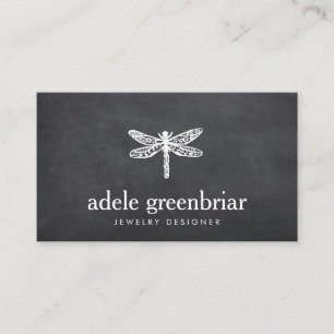 Nature Jewellery Designer Dragonfly Logo Chalkboar Business Card