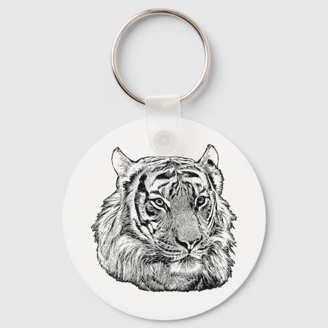 Nature Jungle Tiger Face safari animal wildlife Key Ring (Front)
