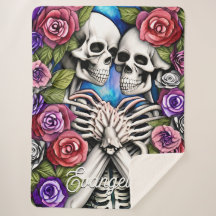 Nature Kissing Watercolor Floral Skeletons