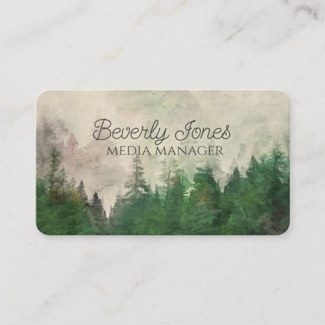  nature landscape art  mountain evergreen forest   business card (Front)