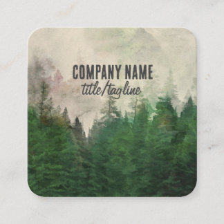nature landscape art mountain evergreen forest square business card