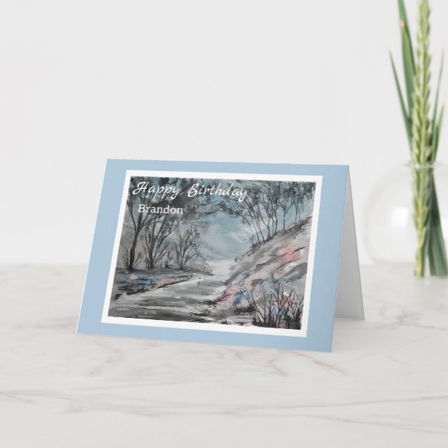 Nature Landscape Personalized Birthday Card (Front)
