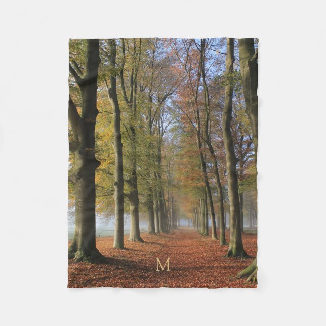 Nature landscape photography autumn trees fleece blanket (Front)