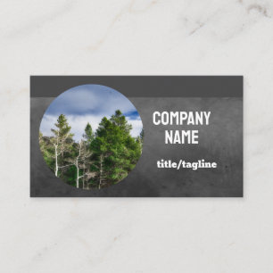 nature landscape pine trees on charcoal gray business card