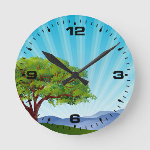 Nature Landscape Scenery Round Clock