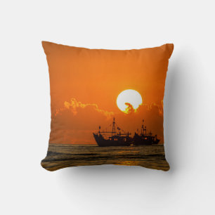 Nature Landscape Sunset with Boat-68465 Cushion