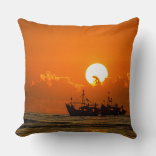 Nature Landscape Sunset with Boat-68465 Cushion