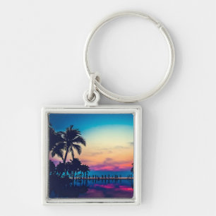 Nature Landscape with Pool Palm Trees-25925 Key Ring