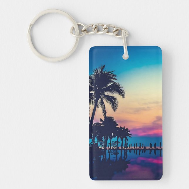 Nature Landscape with Pool Palm Trees-25925 Key Ring (Front)