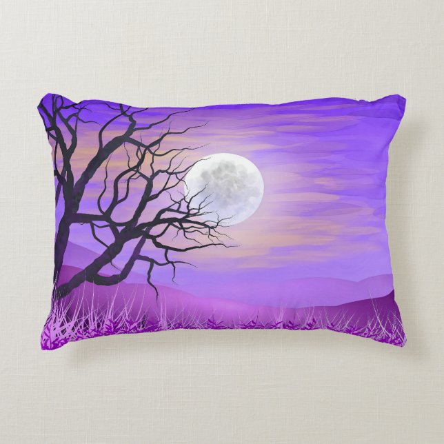 Nature Landscape with Purple Background Decorative Cushion (Front)