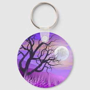 Nature Landscape with Purple Background Key Ring