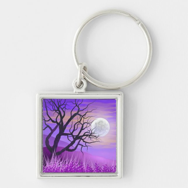 Nature Landscape with Purple Background Key Ring (Front)