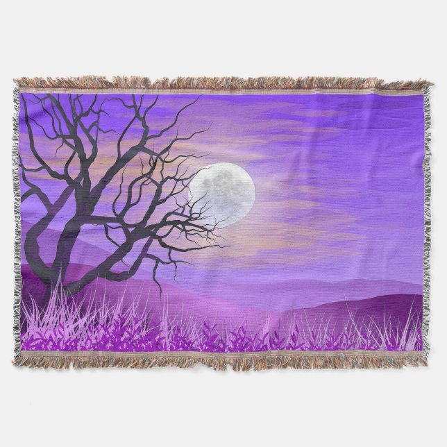 Nature Landscape with Purple Background Throw Blanket (Front)