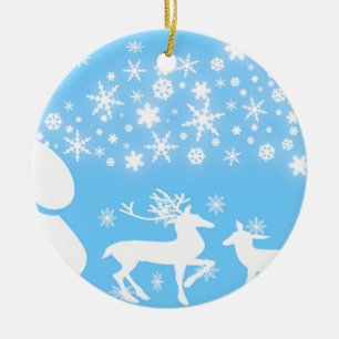 Nature Landscapes Seasons Winter Snowflake Deer Ceramic Tree Decoration