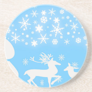 Nature Landscapes Seasons Winter Snowflake Deer Coaster