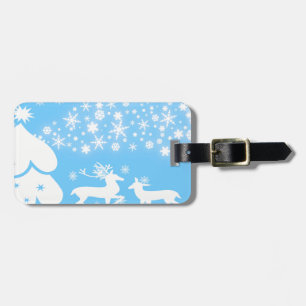 Nature Landscapes Seasons Winter Snowflake Deer Luggage Tag