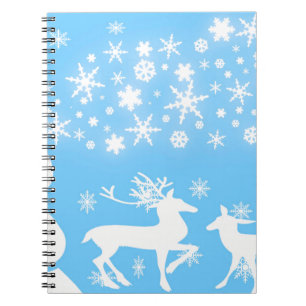 Nature Landscapes Seasons Winter Snowflake Deer Notebook