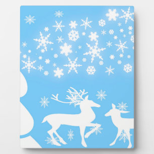 Nature Landscapes Seasons Winter Snowflake Deer Plaque