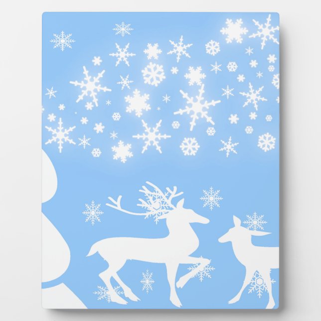 Nature  Landscapes  Seasons Winter Snowflake Deer Plaque (Front)