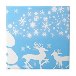 Nature Landscapes Seasons Winter Snowflake Deer Tile