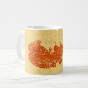 Nature Leaf Print autumn torn leaf orange on tan. Coffee Mug