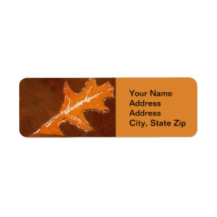 Nature Leaf Print, Orange on Brown Oak