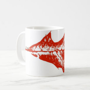 Nature Leaf Print red scrub oak winter leaf. Coffee Mug