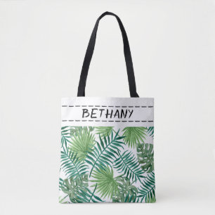 nature leaves  custom personalised green tote bag
